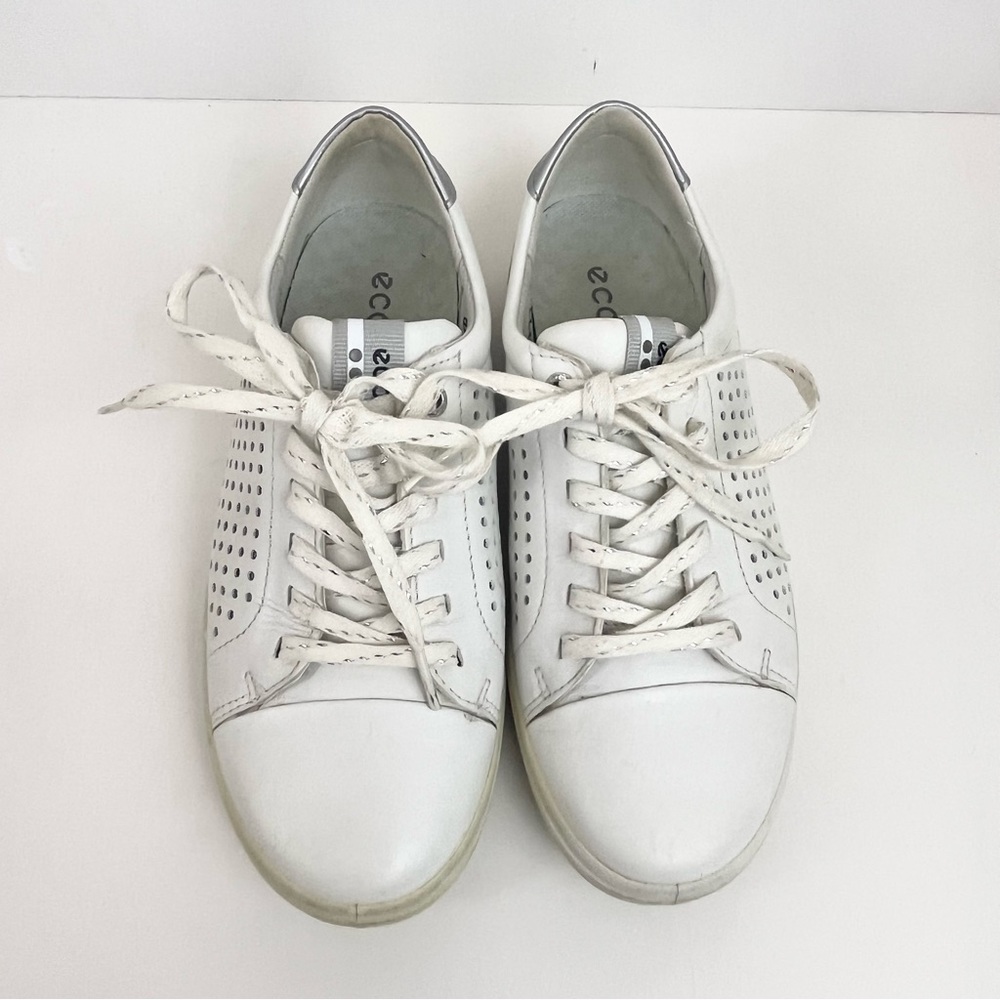 Ecco Hybrid Perforated Extra Wide EU 37 US 6 White Silver Leather Golf Shoe